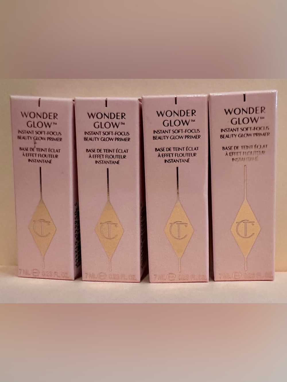 Lot of 4 Charlotte Tilbury Wonderglow Soft Focus Beauty Glow Primer 7ml Travel